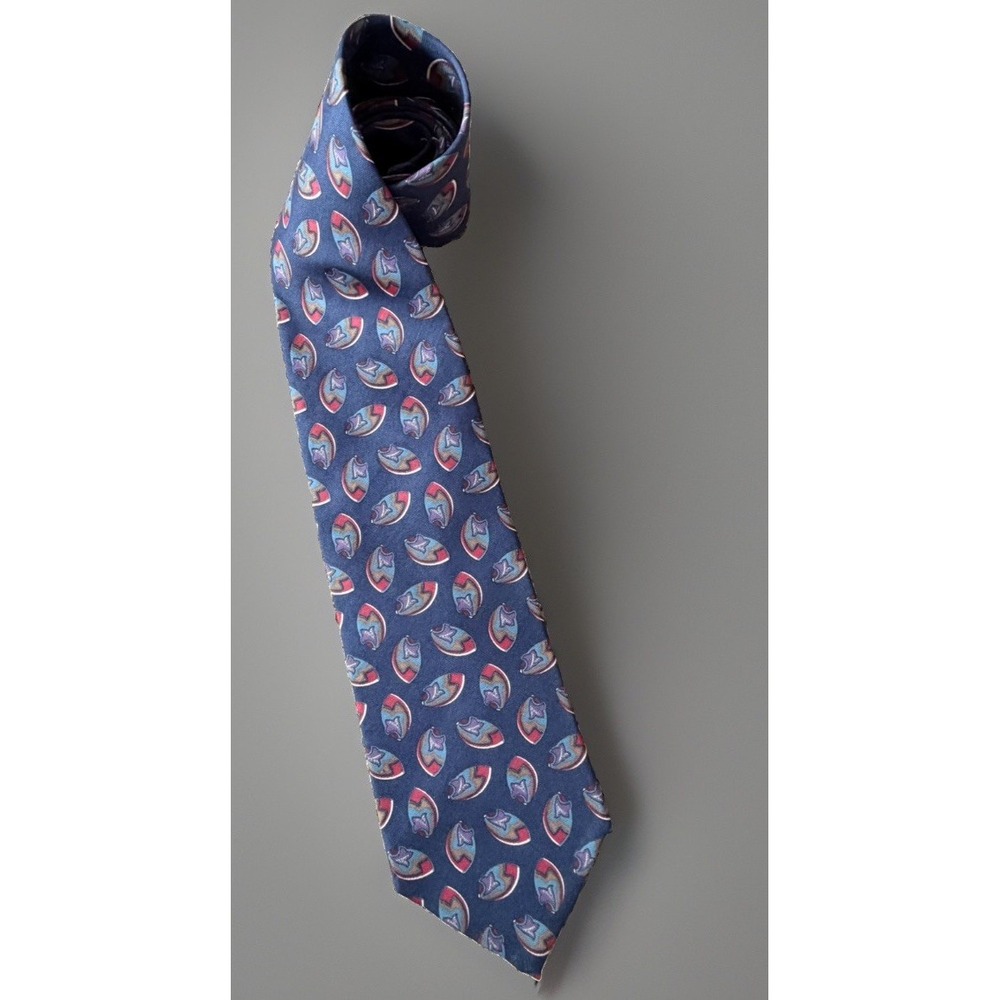 Christian Dior Monsieur Neckwear Tie Blue Geometric Pattern Silk USA Made JBHS